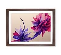 Brilliant Watercolour Flowers H1022 Framed Print for Living Room Bedroom Home Office Décor, Wall Art Picture Ready to Hang, Walnut A3 Frame (46 x 34 cm)