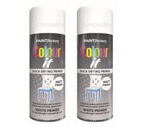 Brilliant White Primer Spray & Paint 2 X 400ML All-Purpose Undercoat Matt Finish for Metal, Wood, & Plastic by Paint Factory