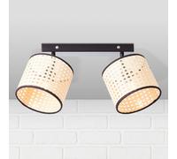 Brilliant Wiley ceiling spotlight, 2-bulb, rattan