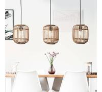 Brilliant Woodrow hanging light, length 105 cm, light wood, 3-bulb, bamboo