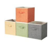 BrilliantJo BrillantJo Storage Box for cube, Set of 4 Organiser Basket Bin Drawers Containers with Handles for Storage Cube Unit, 27L x 27W x 28H cm 4 Mixed Colors A