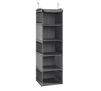 BrilliantJo Hanging Storage with 5 Shelves Wardrobe Closet Organiser, Storage Shelves Unit with 6 Pockets for Clothes - Grey(30 x 30 x 108cm)