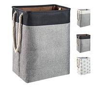 BrilliantJo Large upgrade Laundry Baskets 78L, Collapsible Linen Laundry Hamper Washing Basket with Handles, Laundry bin suitable for Bedrooms Laundry Room, Bathroom, 60H x 42Lx 31W cm, Black+Grey