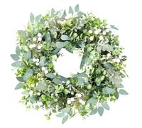 BrilliantJo Wreath for Front Door, 24 inch Spring Summer Green Eucalyptus, Handmade Artificial Four Seasons Decoration for Farmhouse, Wedding, Home, Window, Wall, FireplaceHoliday Décor(Green A)