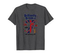 Brilliantly British at 7 UK Birthday Gift T-Shirt, Men, Dark Heather Grey, XXL