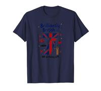 Brilliantly British at 7 UK Birthday Gift T-Shirt, Men, Navy, M