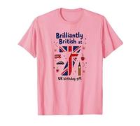 Brilliantly British at 7 UK Birthday Gift T-Shirt, Men, Pink, S