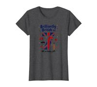 Brilliantly British at 7 UK Birthday Gift T-Shirt, Women, Dark Heather Grey, M
