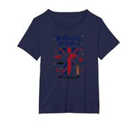 Brilliantly British at 7 UK Birthday Gift T-Shirt, Women's Plus, Navy, 3X