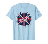Brilliantly British Union Jack Patriotic Clothing Design T-Shirt, Men, Baby Blue, S