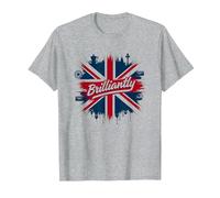 Brilliantly British Union Jack Patriotic Clothing Design T-Shirt, Men, Heather Grey, M