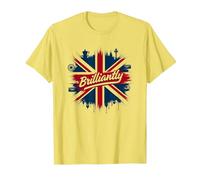 Brilliantly British Union Jack Patriotic Clothing Design T-Shirt, Men, Lemon, S