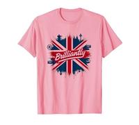 Brilliantly British Union Jack Patriotic Clothing Design T-Shirt, Men, Pink, S
