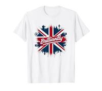 Brilliantly British Union Jack Patriotic Clothing Design T-Shirt, Men, White, XXL