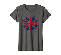 Brilliantly British Union Jack Patriotic Clothing Design T-Shirt, Women, Asphalt, M