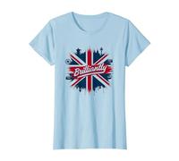 Brilliantly British Union Jack Patriotic Clothing Design T-Shirt, Women, Baby Blue, M