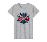 Brilliantly British Union Jack Patriotic Clothing Design T-Shirt, Women, Heather Grey, XXL