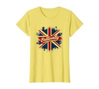 Brilliantly British Union Jack Patriotic Clothing Design T-Shirt, Women, Lemon, XL