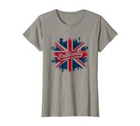 Brilliantly British Union Jack Patriotic Clothing Design T-Shirt, Women, Slate, M