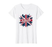 Brilliantly British Union Jack Patriotic Clothing Design T-Shirt, Women, White, M