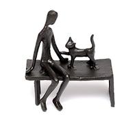 Brillibrum Design Decorative Figure with Cat Expressive Sculpture Cast Iron Figurine Small Animal Friend Figurine Gift Cat Friend 11.5 x 10.5 x 5.5 cm (Figure 1)