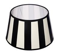 Brillibrum Designer Lampshade Striped Table Lamp Shade with Striped Pattern for E14/E27 Sockets, Oval/Round Fabric (20 x 15 x 12 cm, Black/Cream)