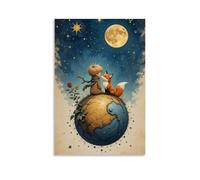 Brillijdhj The Little Prince And The Fox Poster Wall Art Canvas Aesthetic Cover Poster Vintage Music And Movies Decorative Painting for Living Room Bed Room 08x12inch(20x30cm) Unframe-style