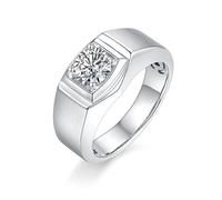 Brillique 14K Gold Simple Men's 1 Carat D Color VVS2 Diamond Wedding Ring, Round Cut Diamond Ring, Matte Finish, Modern Accessory, Gold, Diamond