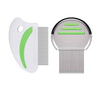 Brillirare 2 Pack Flea Lice Comb, Stainless Steel Dog Cat Grooming Combs with Rounded Teeth, Long-tooth Professional Pet Tear Stain Remover, Dematting Tool for Small, Medium & Large Pets