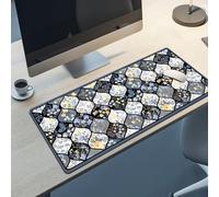 BrilliStar Desk Mat Abstract Blue Floral Mouse Pad Big Desk Pad Anti-Slip Large Mouse Pads Cute Mouse Pad for Keyboard Office Home 35.4 x 15.7 inches