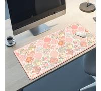 BrilliStar Desk Mat Abstract Pink Floral Mouse Pad Big Desk Pad Anti-Slip Large Mouse Pads Cute Mouse Pad for Keyboard Office Home 35.4 x 15.7 inches