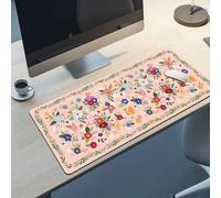 BrilliStar Desk Mat Colorful Floral Pink Mouse Pad Big Desk Pad Anti-Slip Large Mouse Pads Cute Mouse Pad for Keyboard Office Home 35.4 x 15.7 inches