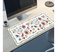 BrilliStar Desk Mat Colorful Floral White Mouse Pad Big Desk Pad Anti-Slip Large Mouse Pads Soft Cute Mouse Pad for Keyboard Office Home 35.4 x 15.7 inches