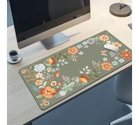 BrilliStar Desk Mat Retro Floral Green Mouse Pad Big Desk Pad Anti-Slip Large Mouse Pads Cute Mouse Pad for Keyboard Office Home 35.4 x 15.7 inches