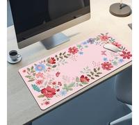 BrilliStar Desk Mat Retro Floral Pink Mouse Pad Big Desk Pad Anti-Slip Large Mouse Pads Cute Mouse Pad for Keyboard Office Home 35.4 x 15.7 inches