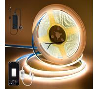 Brillistep Smart WiFi Cob Led Strip Light DC12V 5A, Dimmable Led Strip Set with APP Control, 5m Led Tape Light Kit 400LEDs/Meter for Home Decoration