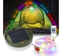 Brillistep Solar Camping String Light 10m for Tents Waterproof IP65, Solar Lantern Light Warm White with 10m RGB String Light for Outdoor Camping