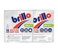 Brillo Multi-Use Soap Pads 10pcs (Pack of 2) | Heavy-Duty Scrubbing | Pre-Loaded with Soap | Removes Tough Grease & Grime | Multi-Surface Cleaning | Rust & Stain Remover for Kitchen & Outdoor Use