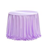 BrillShine Round Tablecloth 228 x 228 cm Satin Tablecloth DIY Washable with Bow and Beads for Wedding, Party, Christmas, Banquet, Birthday Purple
