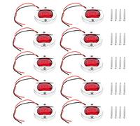 Brilluxa Clearance Marker Light, 12V 6LED Red Round, Chrome Bezel Truck SUV Boat, Marker Lamp, 10pcs Vehicle Side Light Replacement