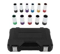 Brilluxa Impact Socket Set, Wheel Nut Socket Wrench Compatible Universal, 11pcs 1 2in Drive Chrome Molybdenum Car Tool Set