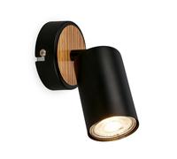 BRILONER - Adjustable Wall Light, GU10 Socket, max 9W, Wall lamp, Bedside Lights, Living Room, Hallway, Bedroom Wall Light, LED Spot Light, 8x15.5cm, Black-Wood