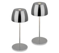 BRILONER 2 Pack Black Chrome 2.5W Rechargeable Touch LED Table Lamp in Metallic Silver Briloner Metallic Silver