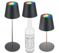 BRILONER - 3 in 1 RGBW LED Table Lamp Wireless IP44 with Touch, Continuously Dimmable, Battery and Light Source Replaceable, Bedside Lamp, LED Lamp, Wine Lamp, Bottle Lamp Attachment, 36 x 10.5 cm,
