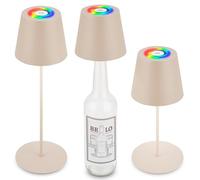 BRILONER - 3 in 1 RGBW LED Table Lamp Wireless IP44 with Touch, Continuously Dimmable, Battery & Light Source Replaceable, Bedside Lamp, LED Lamp, Wine Lamp, Bottle Lamp Attachment, 36 x 10.5 cm,