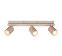 Briloner 3 Way Light Ceiling Spotlight Beige Gu10 Max 9W Adjustable Heads Ribbed Design 45Cm