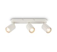 3 Way Ceiling Light Spotlight GU10 Flush Ribbed Design Adjustable Metal White