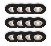 BRILONER - 3X Pack of 4 Recessed Spotlights, Warm White Light, Slim, Downlights, Ceiling Spotlights, LED Lights, Spots, Recessed Lights, 68Mm Hole Size, 9x2.5 cm, Black
