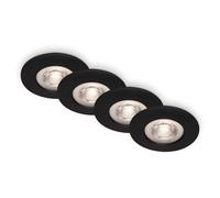 BRILONER Leuchten Set of 4 Recessed Ceiling Lights, Dimmable, LED Recessed Lights, Ultra Flat, Recessed Spotlights, Bathroom Recessed Spotlights, IP44, Black-Matte, 90 x 25 mm (D x H)