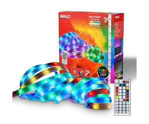 Briloner - 5m LED Strip with Remote Control, dimmable, RGB IC Dynamic Color Change, CCT, LED Strips, Light Strip, Stair Tape, Adhesive Tape, 5000x10x3mm, White